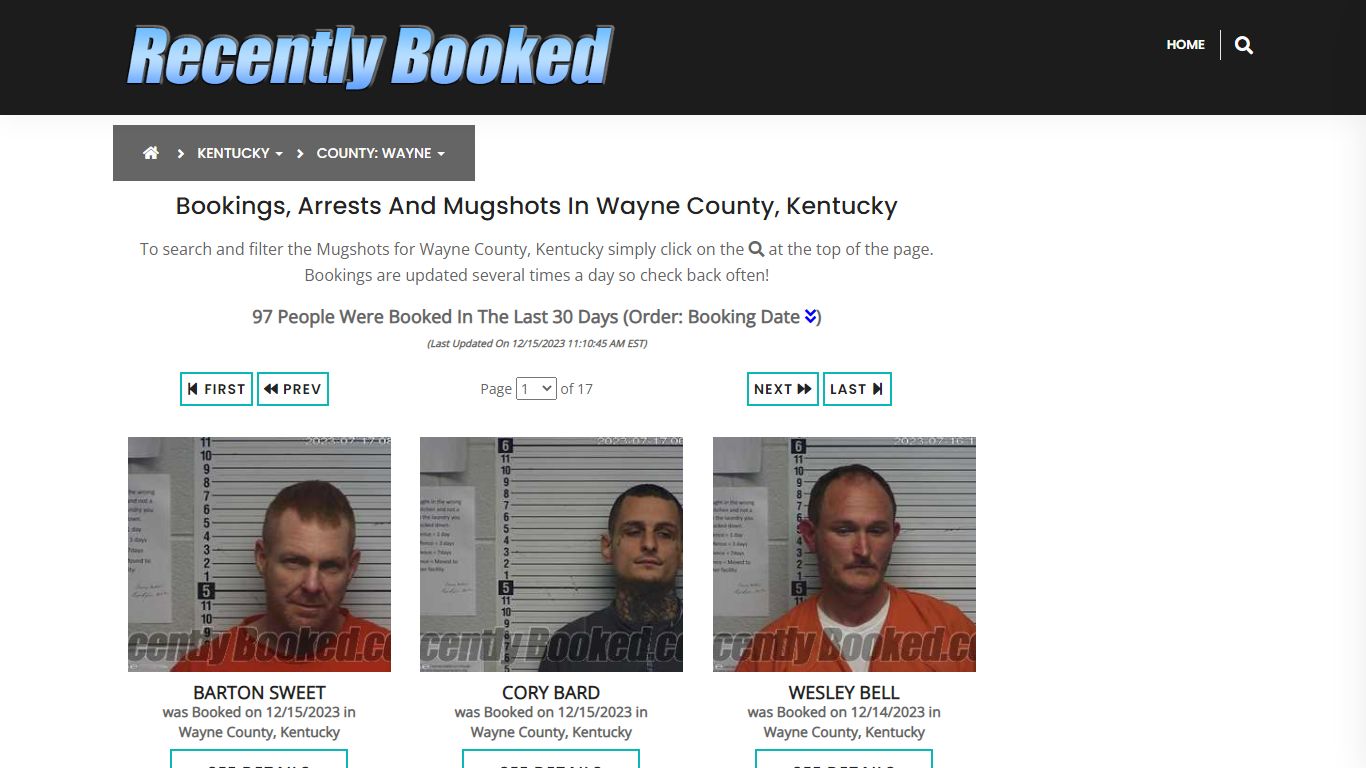 Bookings, Arrests and Mugshots in Wayne County, Kentucky
